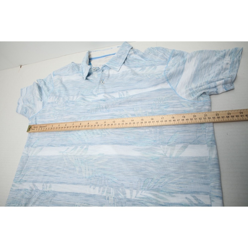 Tommy Bahama Polo Shirt Men Medium Blue Floral Palms Reverse Print Pima Cotton - Picture 7 of 11